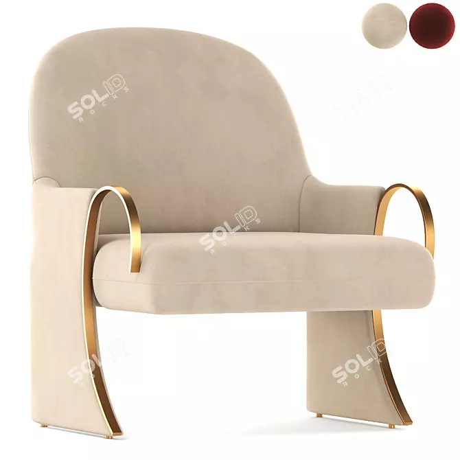 Revamped Art Deco Lounge Chair 3D model image 1