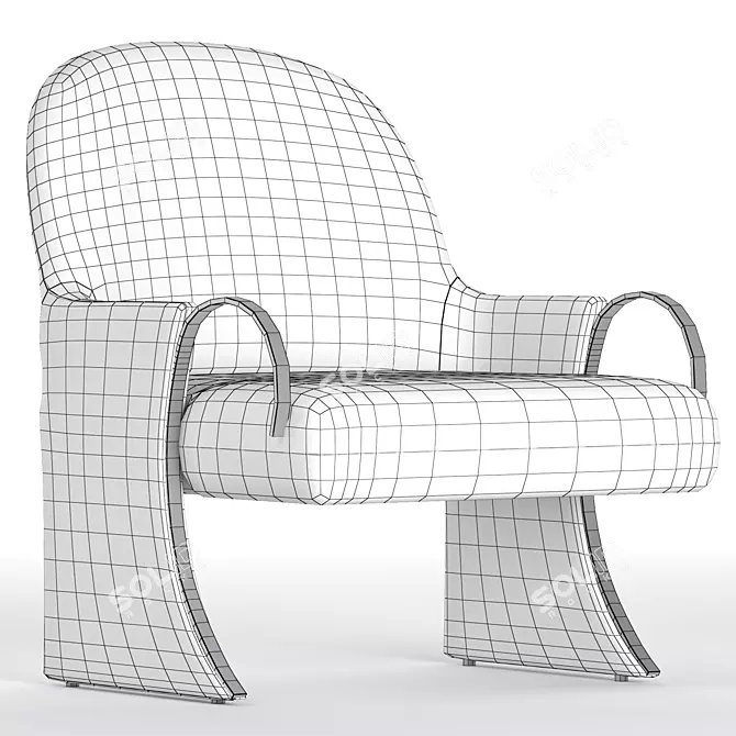 Revamped Art Deco Lounge Chair 3D model image 6