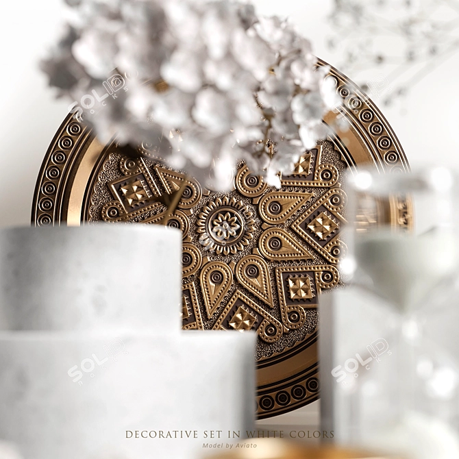 Elegant White Decor Set 3D model image 3