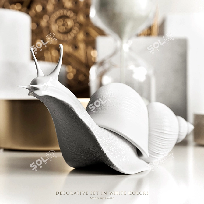 Elegant White Decor Set 3D model image 4