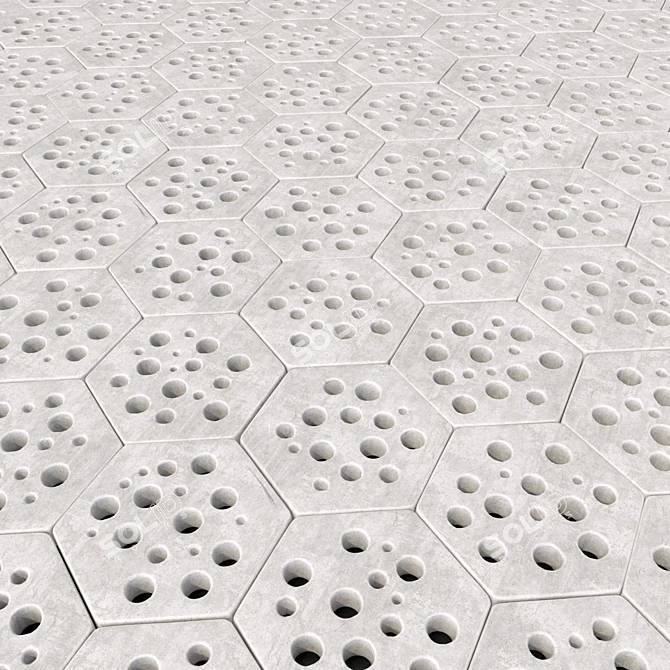 Smooth Stone Hex Decor #2 3D model image 3