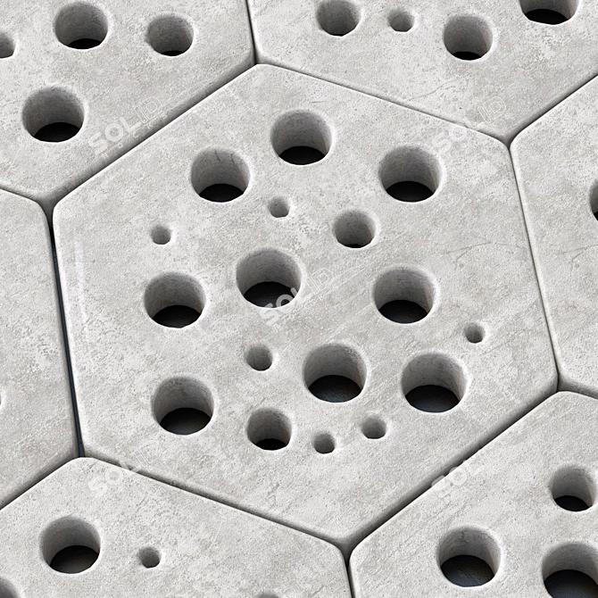 Smooth Stone Hex Decor #2 3D model image 5