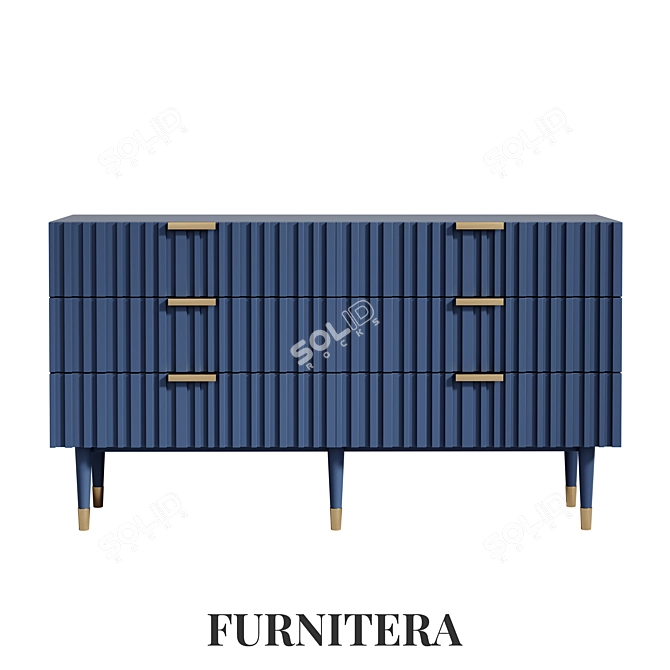 Severin Six-Drawer Chest: MDF and Beech Wood, Dark Blue 3D model image 1