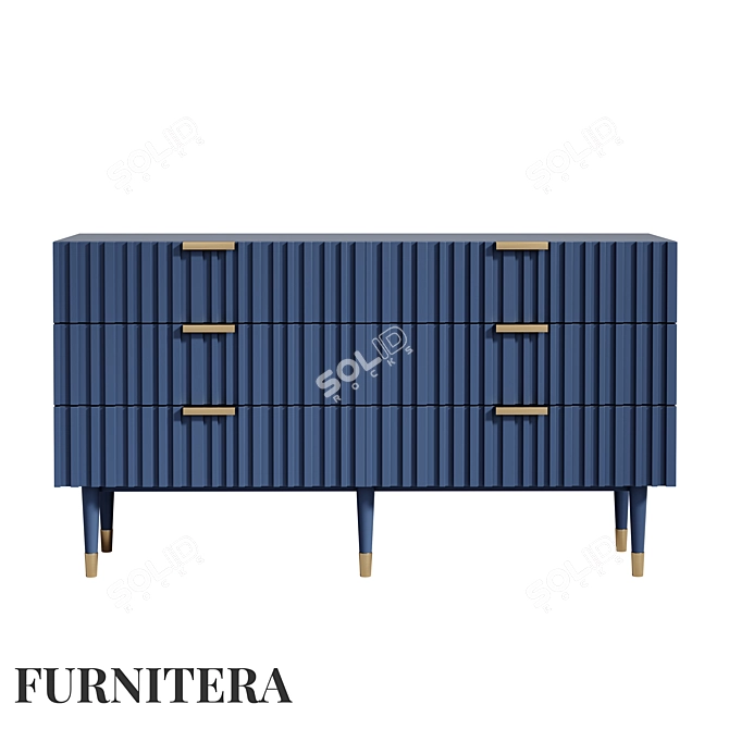 Severin Six-Drawer Chest: MDF and Beech Wood, Dark Blue 3D model image 4