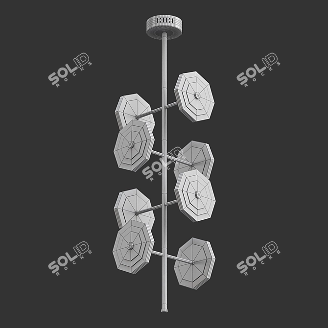 Elegant Larose Chandelier in Black 3D model image 2