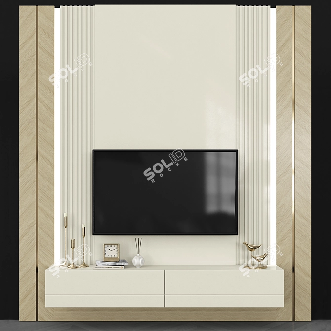 Modern TV Wall Set with 50" TV 3D model image 1