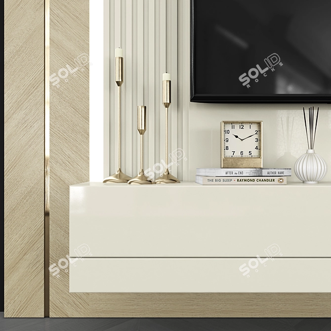 Modern TV Wall Set with 50" TV 3D model image 3