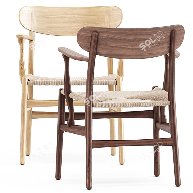 Modern Scandinavian CH26 Chair & Drop Leaf HM6 Table 3D model image 4