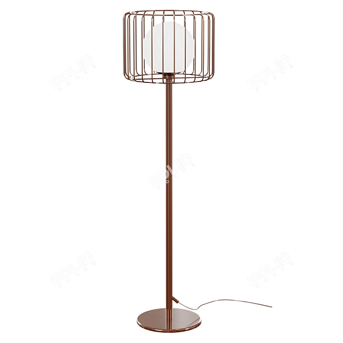 Elegant Gold-White Floor Lamp, 142cm 3D model image 1