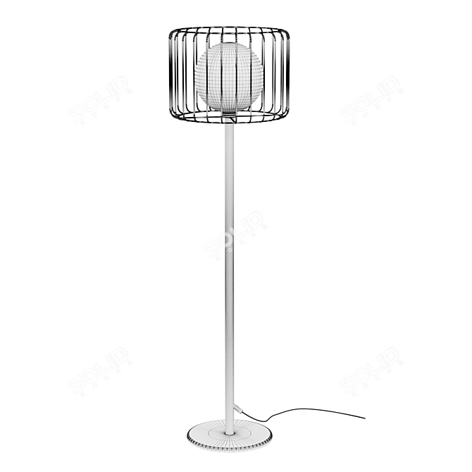 Elegant Gold-White Floor Lamp, 142cm 3D model image 2