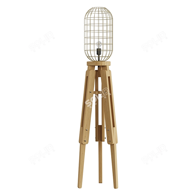 Brown Wooden Floor Lamp 156cm 3D model image 1