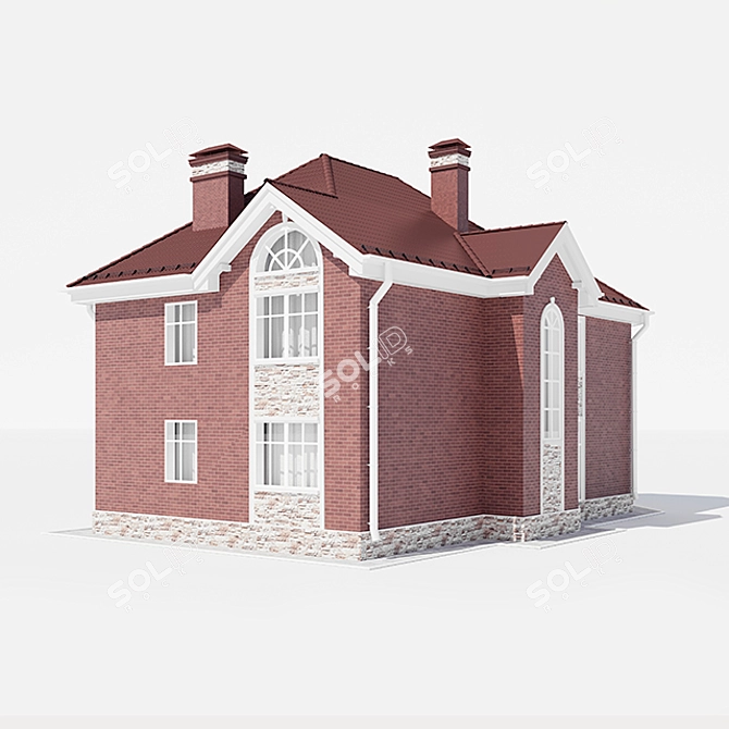 Modern Two-Story Cottage with Terrace 3D model image 3
