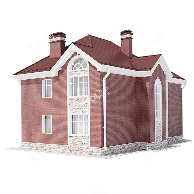 Modern Two-Story Cottage with Terrace 3D model image 6