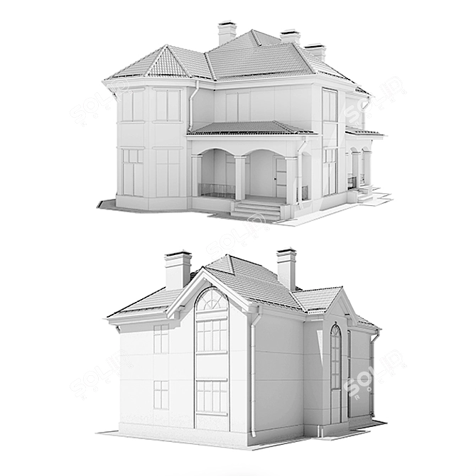 Modern Two-Story Cottage with Terrace 3D model image 7