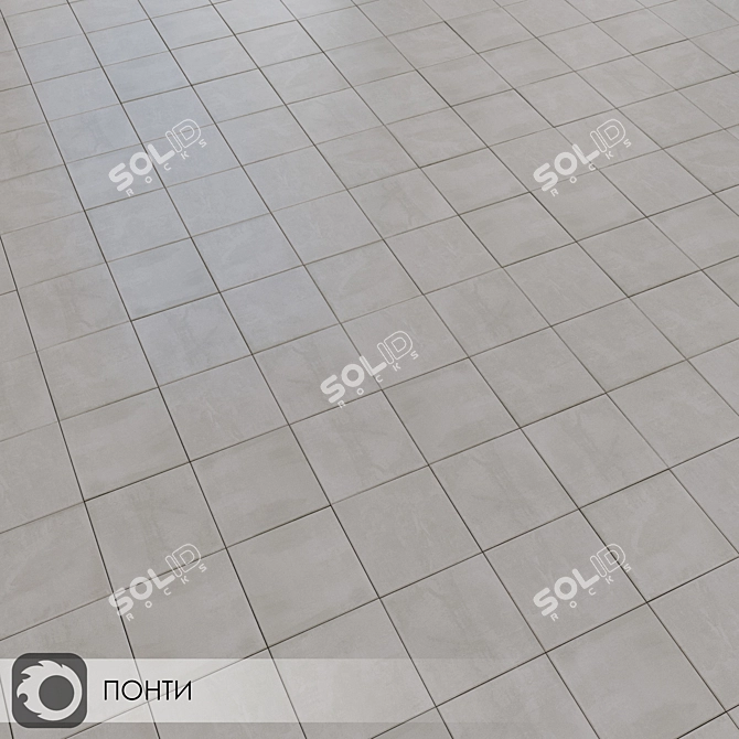 Ponti Concrete Matte Ceramic Tiles 3D model image 2