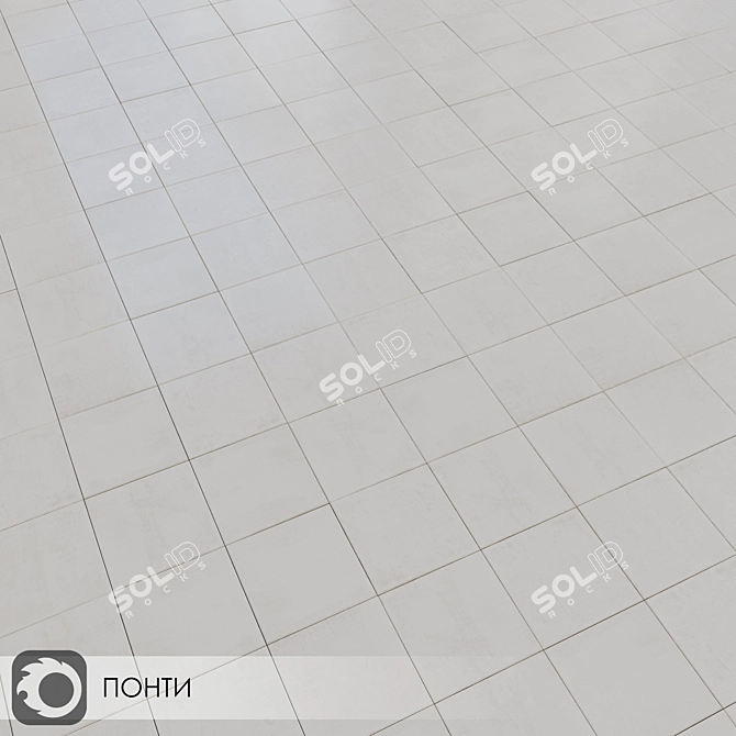 Ponti Concrete Matte Ceramic Tiles 3D model image 3