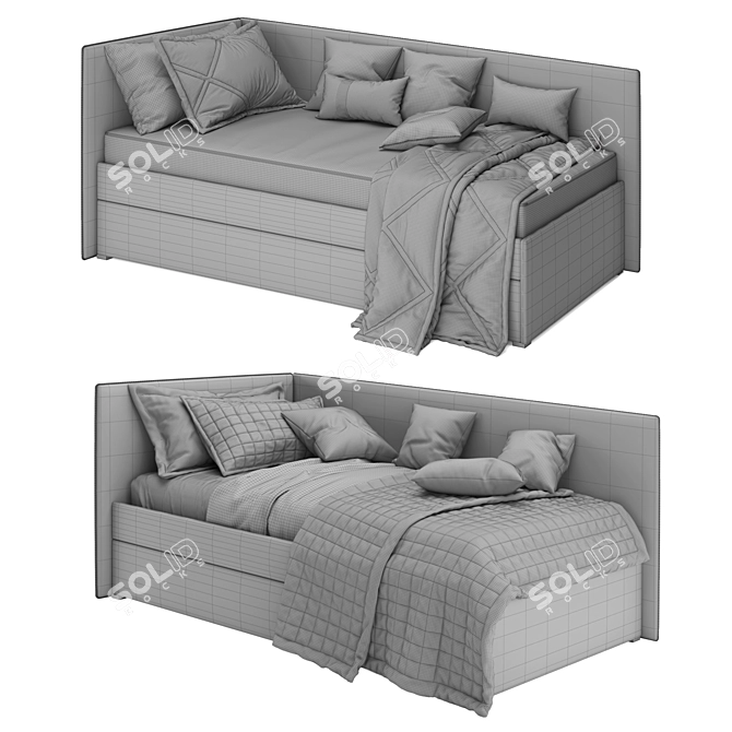 Bert Sofa Bed: One-Sided Comfort 3D model image 4