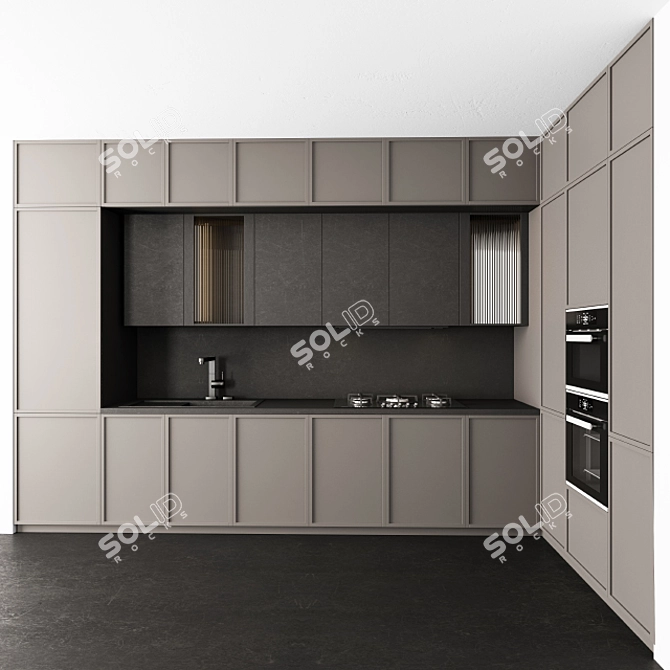 Neo Classic Kitchen - Black/Brown 32 3D model image 1