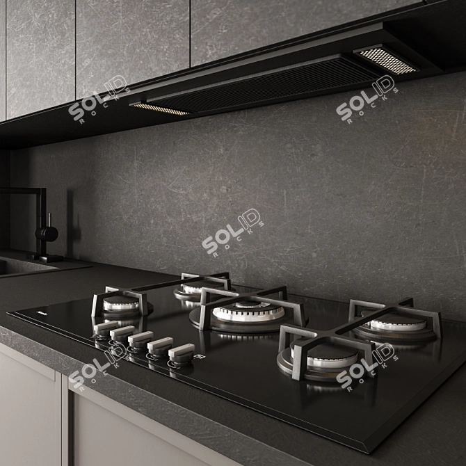 Neo Classic Kitchen - Black/Brown 32 3D model image 2