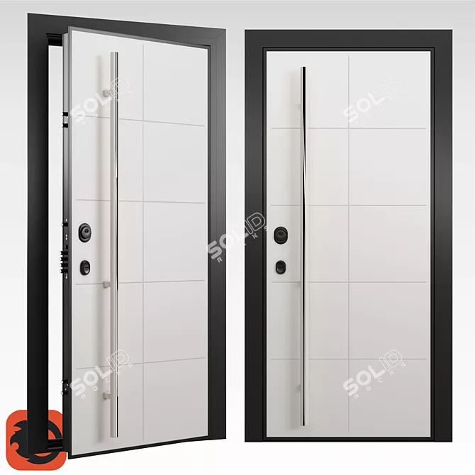 Durable Domani 100: Aviation-Grade Aluminum Entry Door 3D model image 1