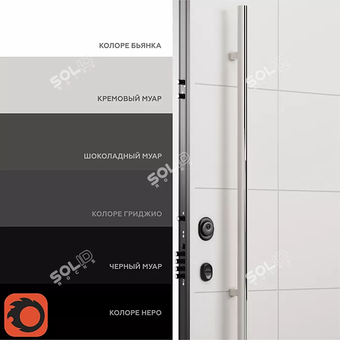 Durable Domani 100: Aviation-Grade Aluminum Entry Door 3D model image 2