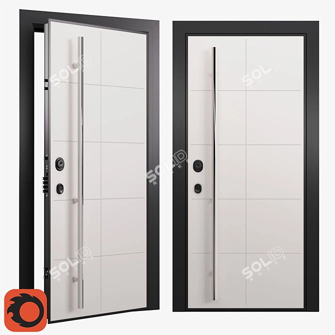 Durable Domani 100: Aviation-Grade Aluminum Entry Door 3D model image 4