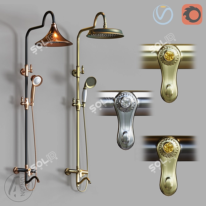 Title: Modern Shower System with BRDF Compatibility 3D model image 1