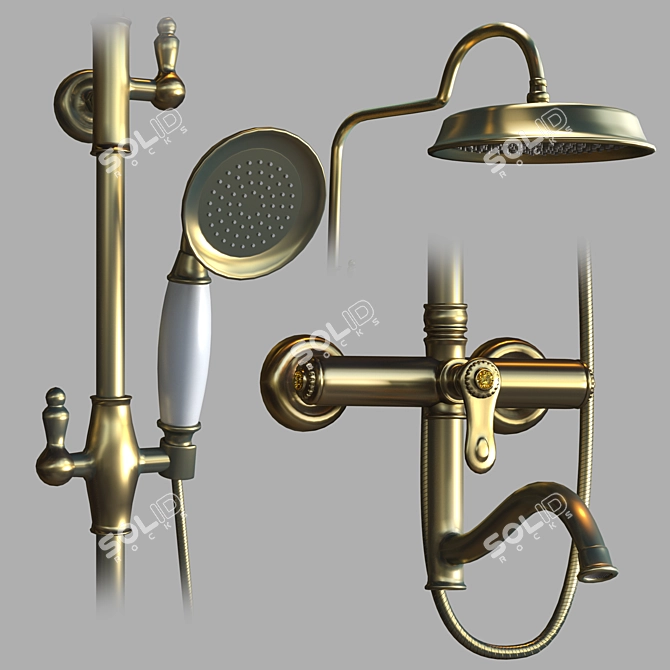 Title: Modern Shower System with BRDF Compatibility 3D model image 2