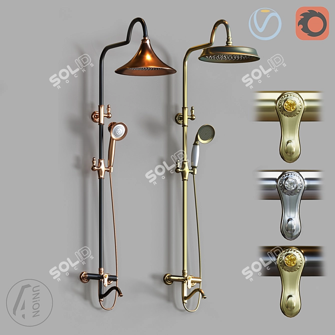 Title: Modern Shower System with BRDF Compatibility 3D model image 5