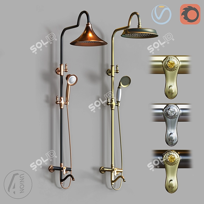 Title: Modern Shower System with BRDF Compatibility 3D model image 6