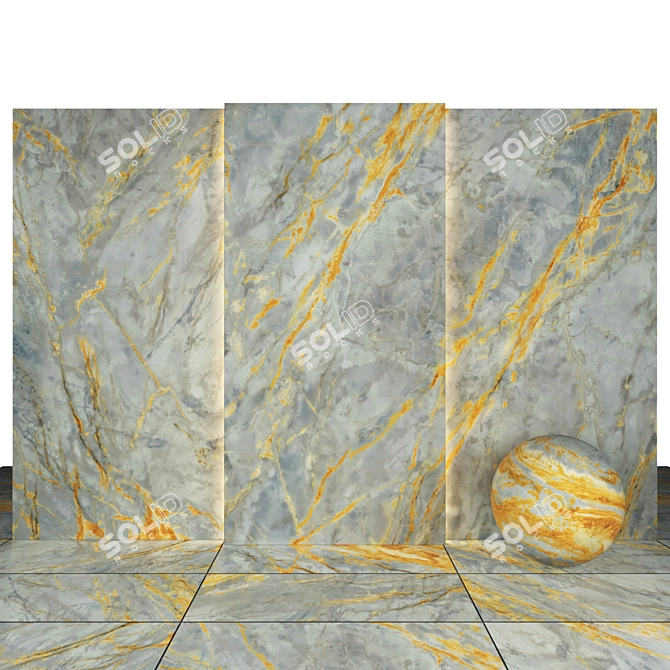 Sleek Siena Gray Marble Slabs 3D model image 1