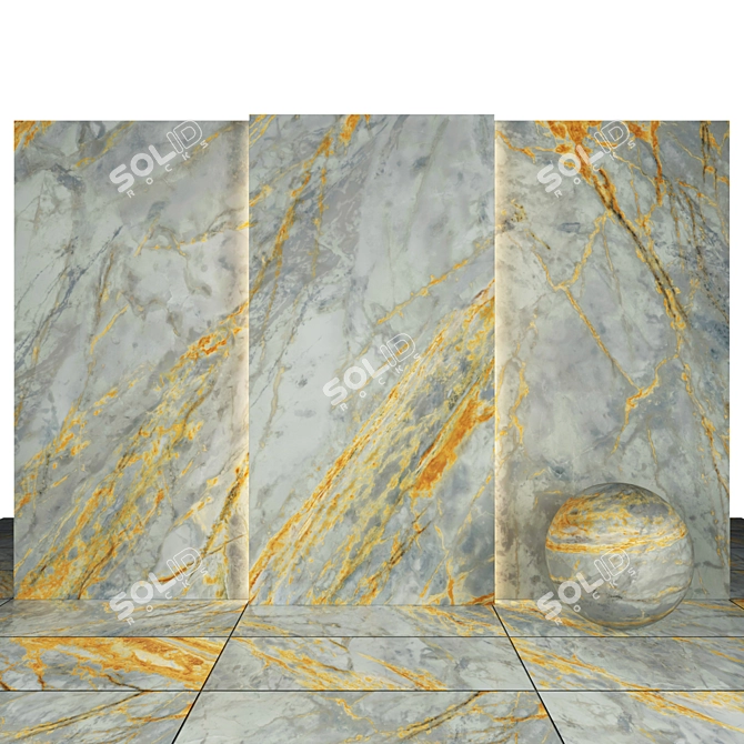 Sleek Siena Gray Marble Slabs 3D model image 2