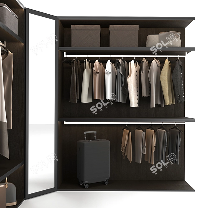 Modern P-Shaped Wardrobe 3D model image 3