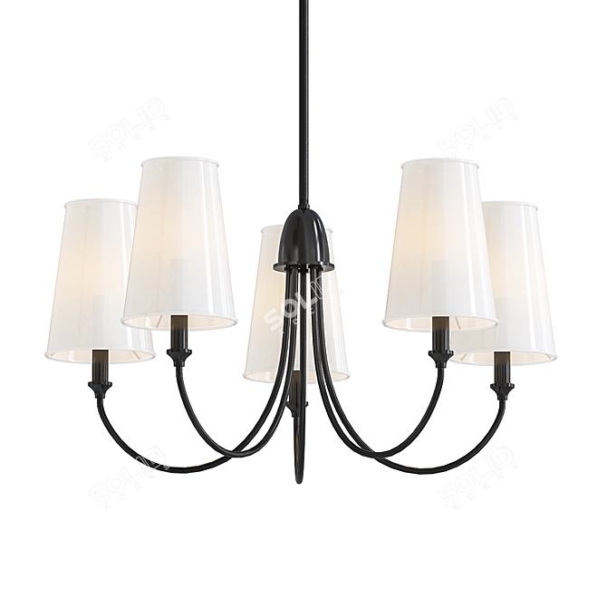 Elegant Matte Black Chandelier 3D model image 1