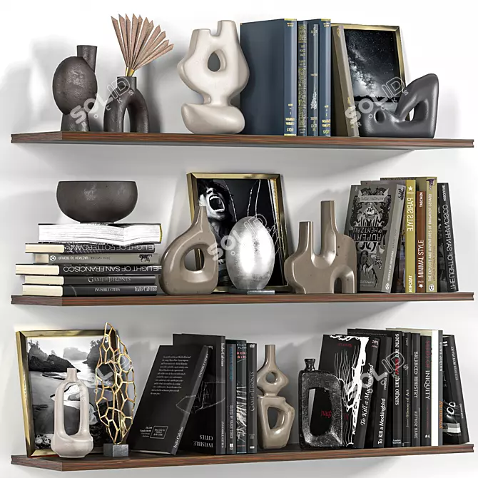 Modern Decorative Shelf Set 3D model image 1
