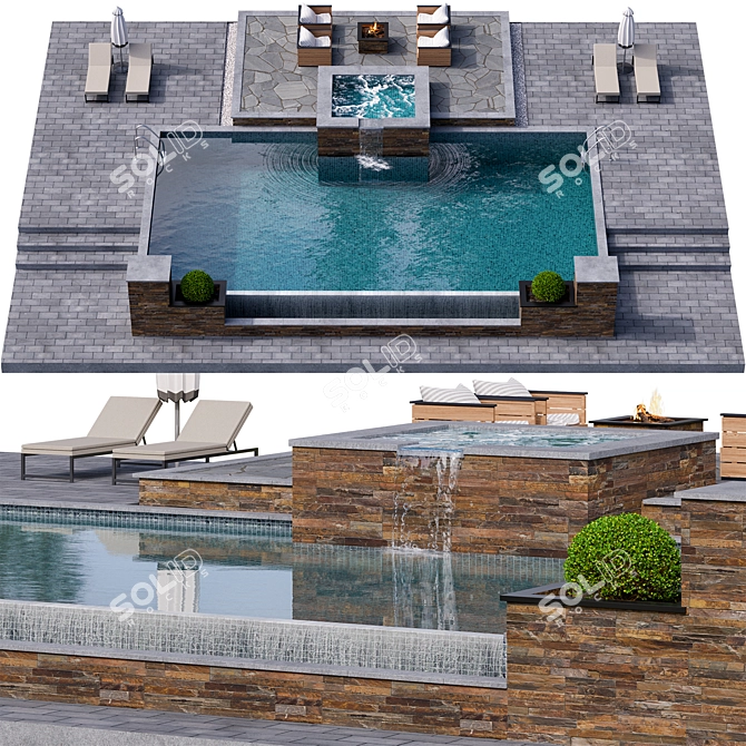 Modern Pool Design: 14x19 M2 3D model image 1