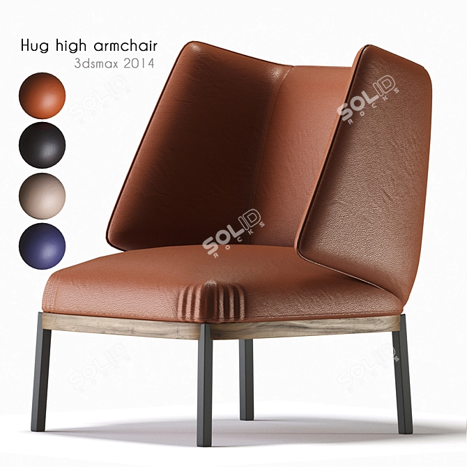 Cozy Comfort: Hug High Armchair 3D model image 2