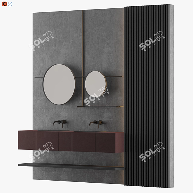 Sleek Gray Bathroom Design 3D model image 2