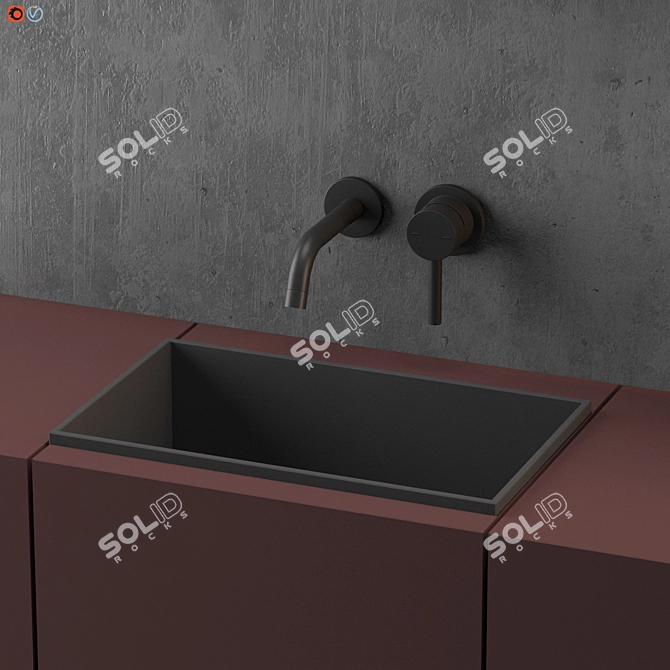 Sleek Gray Bathroom Design 3D model image 5