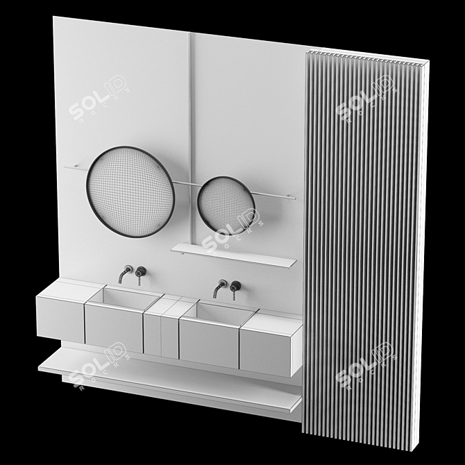 Sleek Gray Bathroom Design 3D model image 6