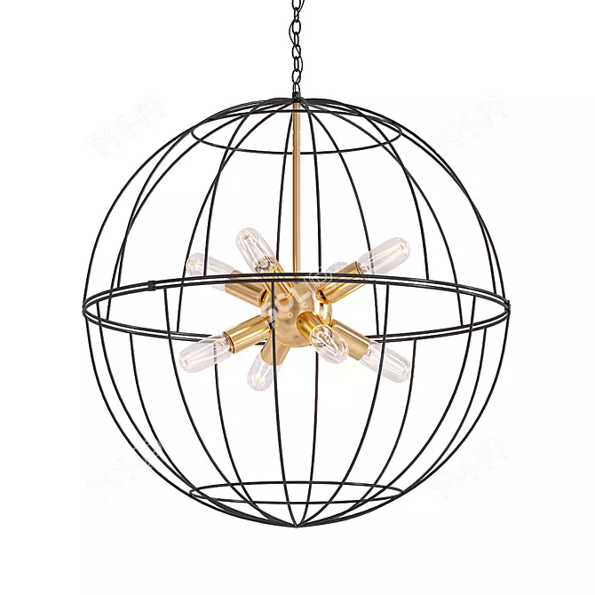 Modern Wire Globe Sputnik Chandelier 3D model image 1