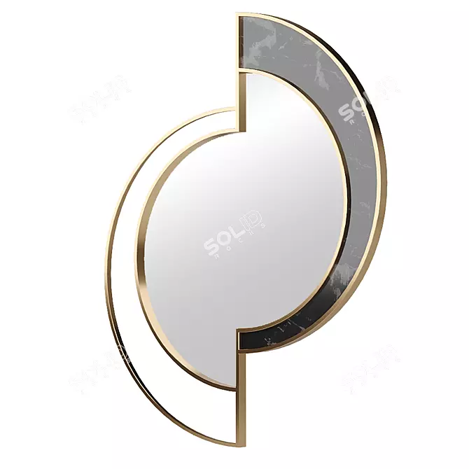Brass Frame Mirror with Apika Marble 3D model image 1