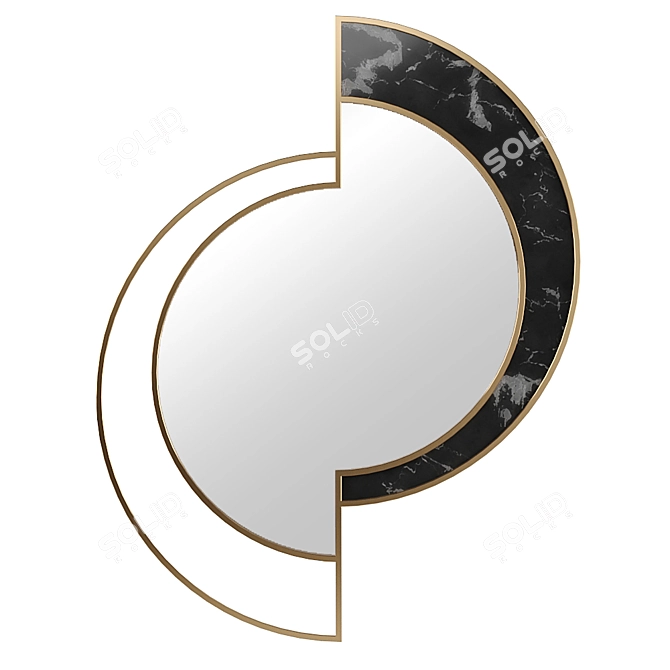 Brass Frame Mirror with Apika Marble 3D model image 2