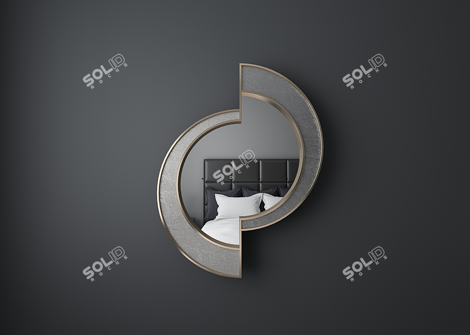 Brass Frame Mirror with Apika Marble 3D model image 4