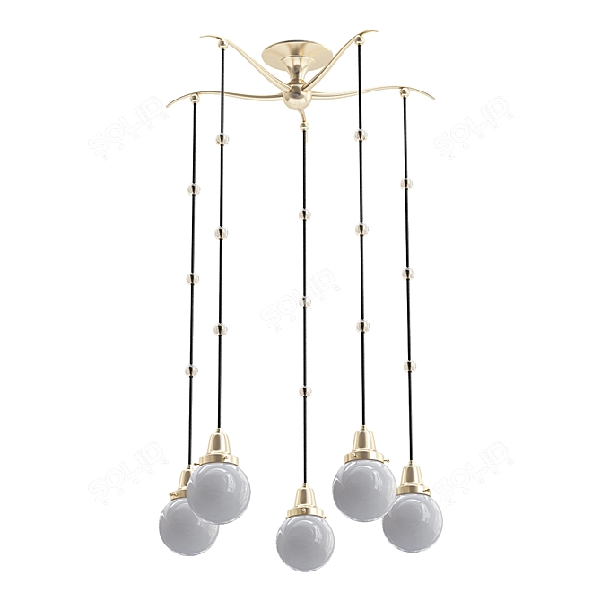 1920s Vienna Art Deco Chandelier 3D model image 1