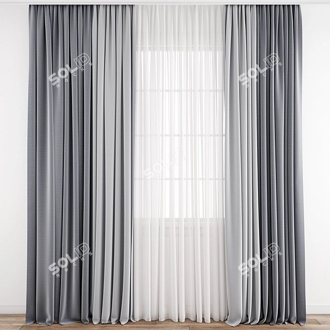 Premium Polygonal Curtain Model 3D model image 1