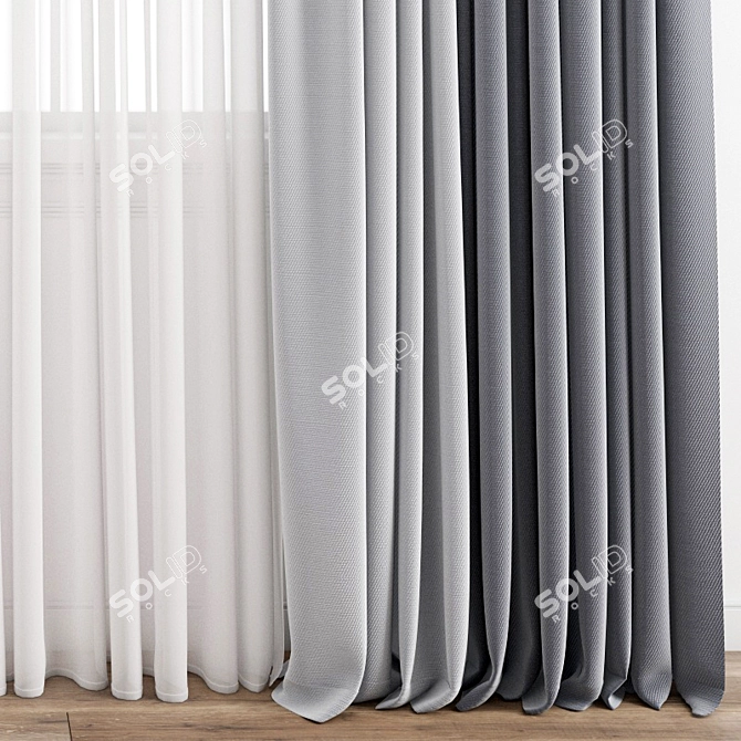 Premium Polygonal Curtain Model 3D model image 3