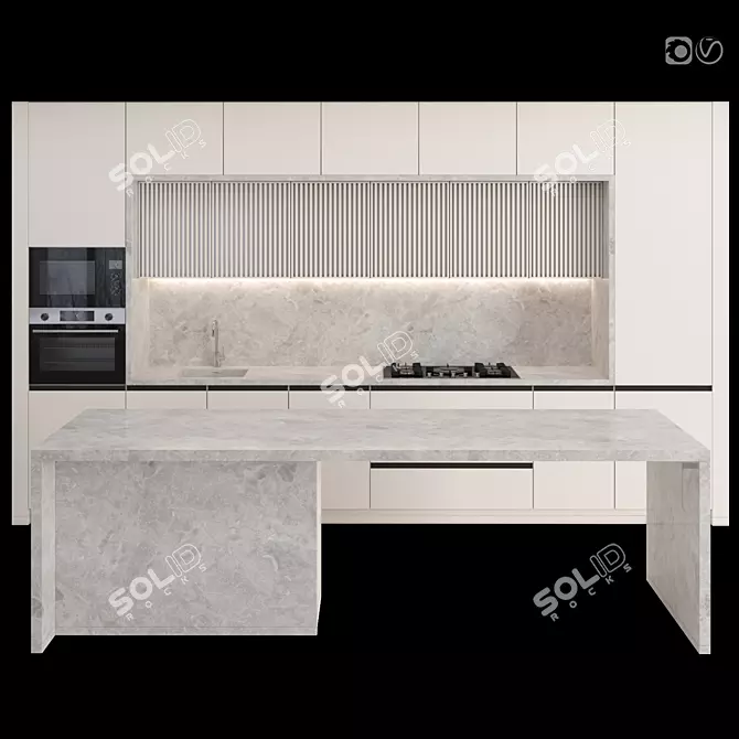 Modern Island Kitchen: Versatile & High-Quality 3D model image 1