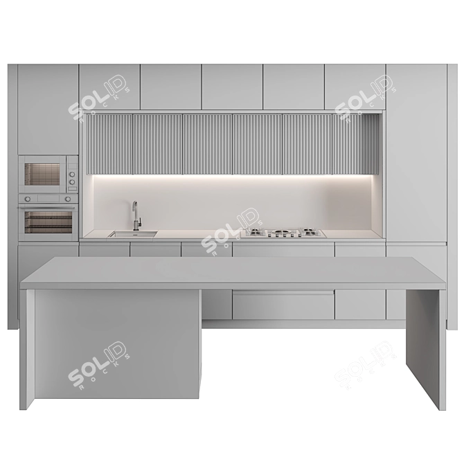 Modern Island Kitchen: Versatile & High-Quality 3D model image 5