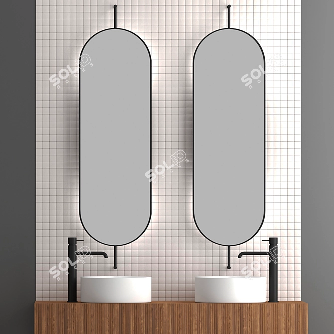 Industrial Loft Style Bathroom Set 3D model image 2